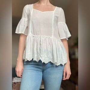 FREE PEOPLE XS flowy top white
